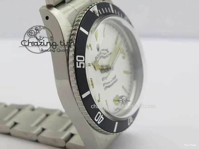MiroTime 0421 ComfortFit Vintage 1680 Submariner No Date SS White Dial On SS Bracelet A 3855